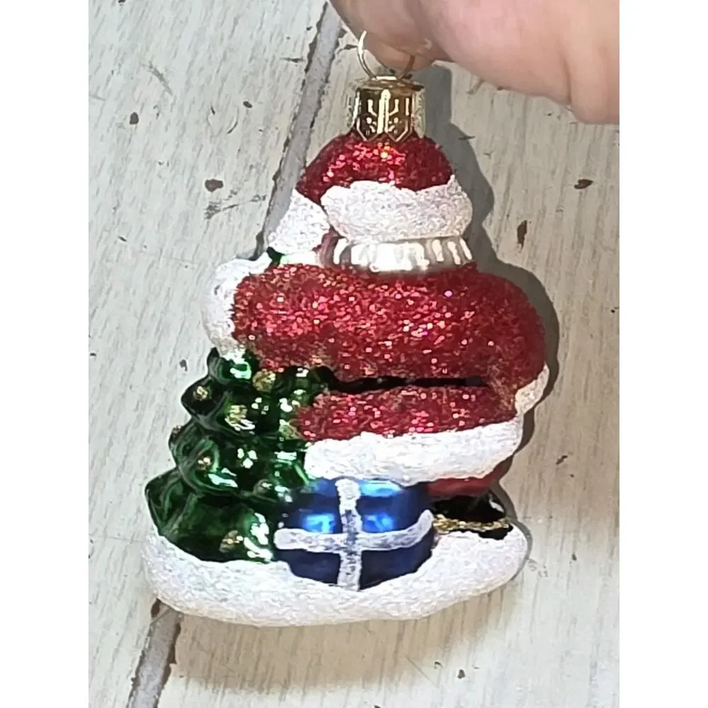 Vtg Mercury Glass Santa Claus Ornament Marked Poland Christmas Holiday 3